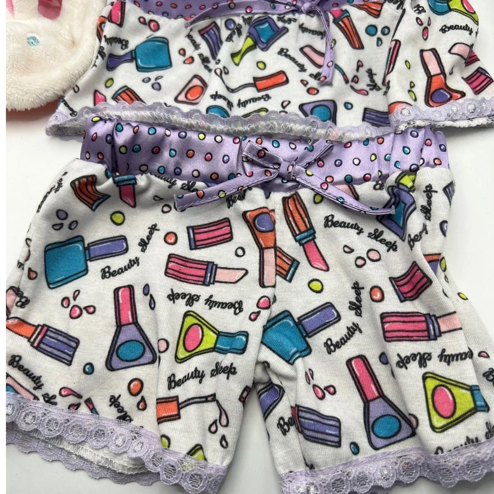 Build A Bear Pajama Outfit Cosmetic Print Bunny Slippers